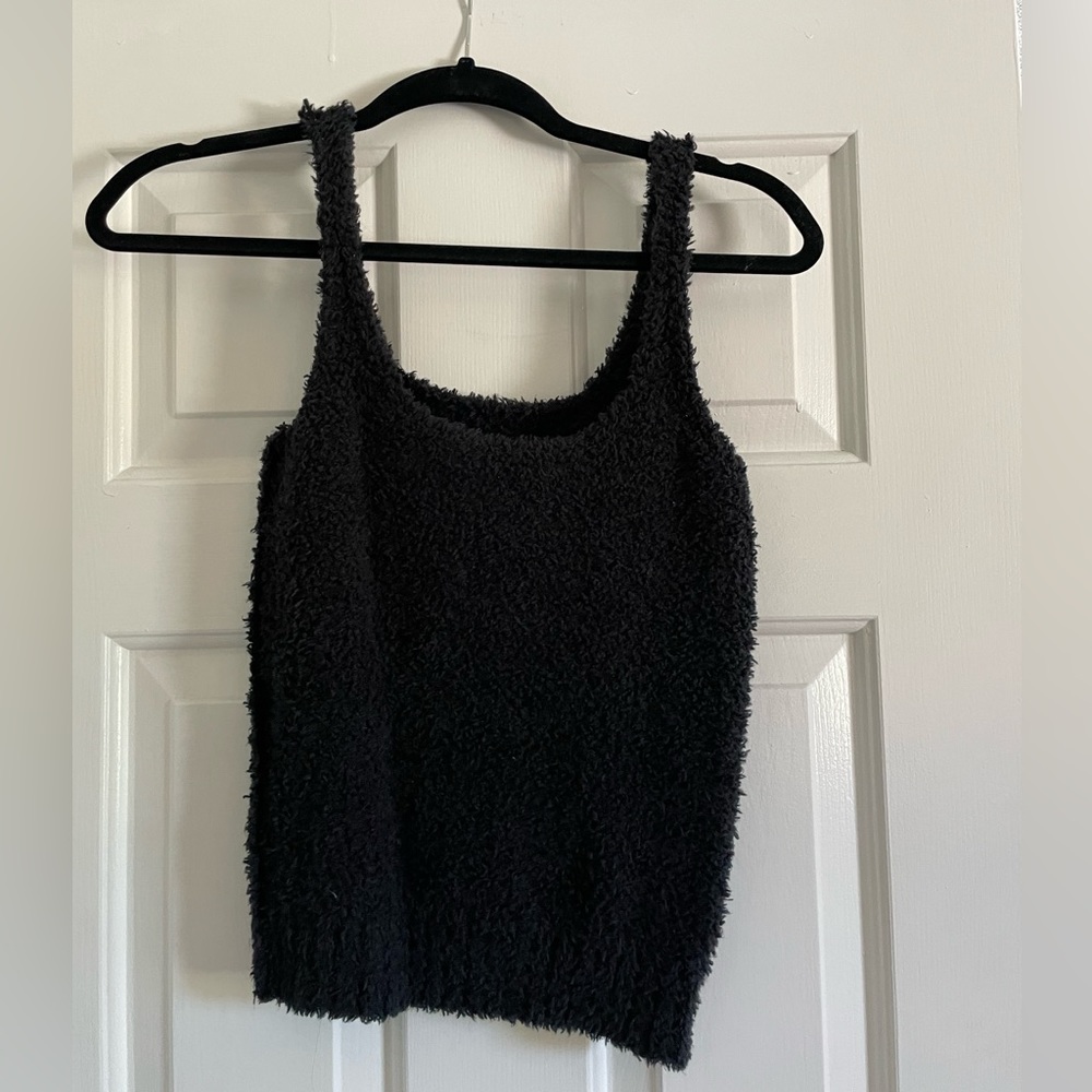 SKIMS black fuzzy tank and pants set